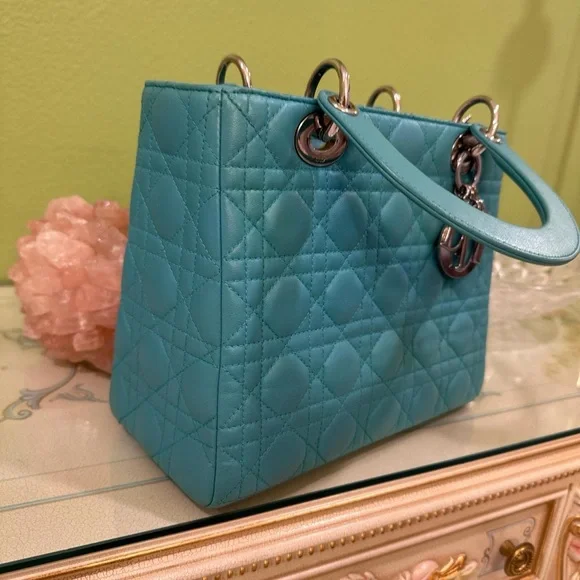 RARE TEAL LADY DIOR MEDIUM SIZE - Picture 5 of 5
